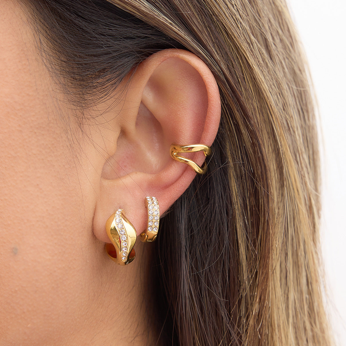 Mixed Shape Zircon Hoop Earrings Assortment
