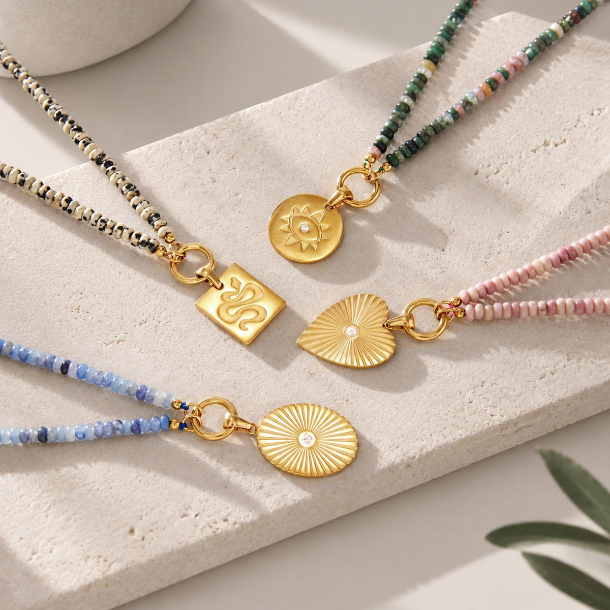 Natural Stone Titanium Steel Necklace Light Luxury And Niche Style
