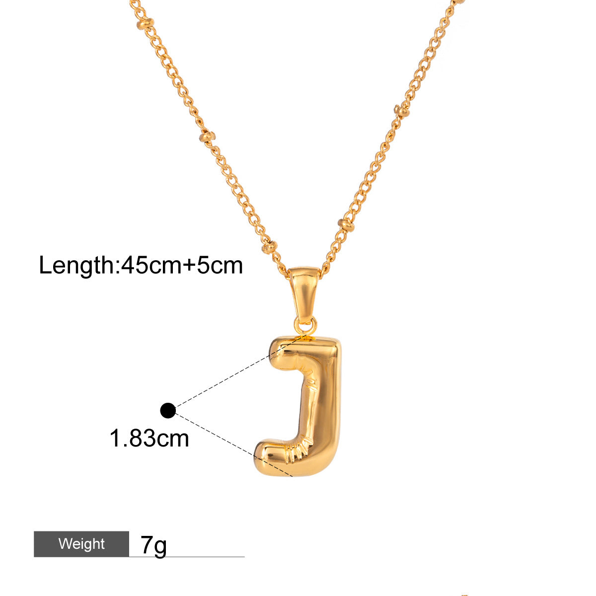 18K gold letters with birthstone design exquisite and noble necklace
