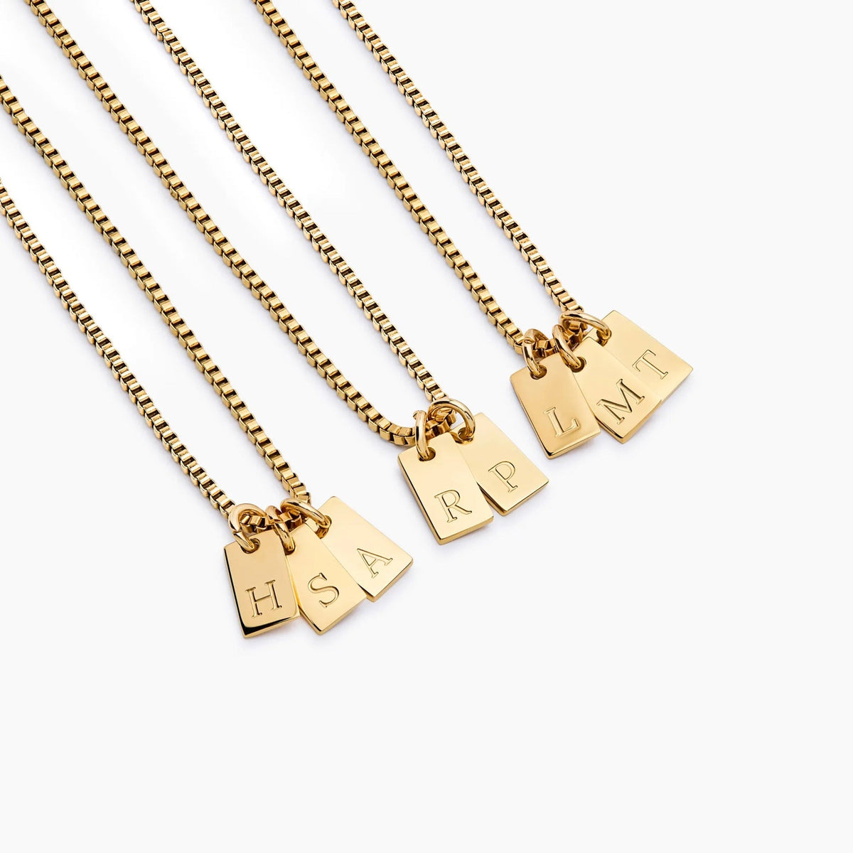 Stainless Steel Square Tag Letter Pendant Necklace