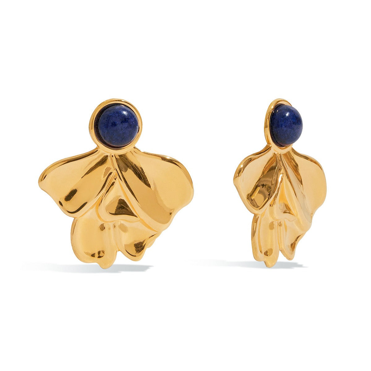 18K gold butterfly-shaped inlaid gemstone design trendy and personalized earrings