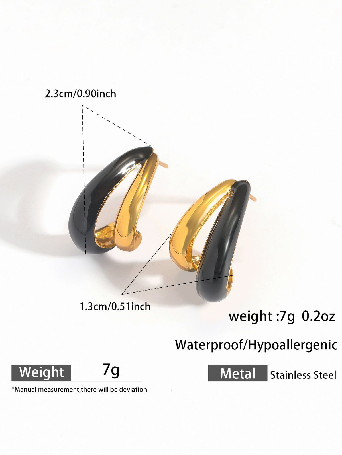 Stainless Steel Earrings With Geometric Pleats 18k Gold
