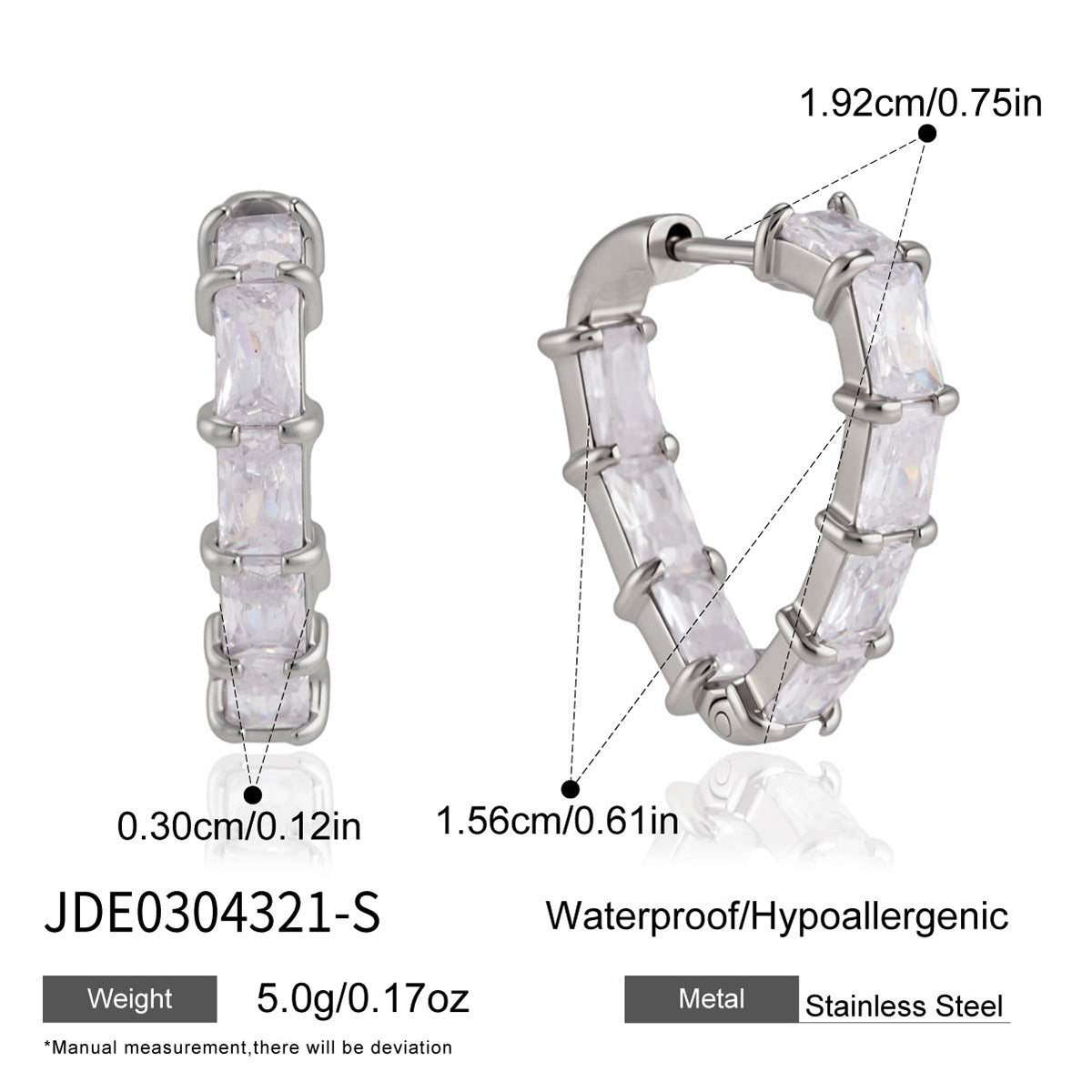 Baguette Zircon Hoop Earrings Collection