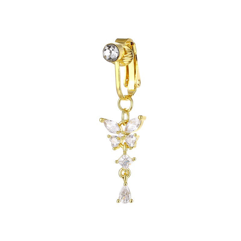 Heart  Button Ring Fake Belly Piercing Butterfly