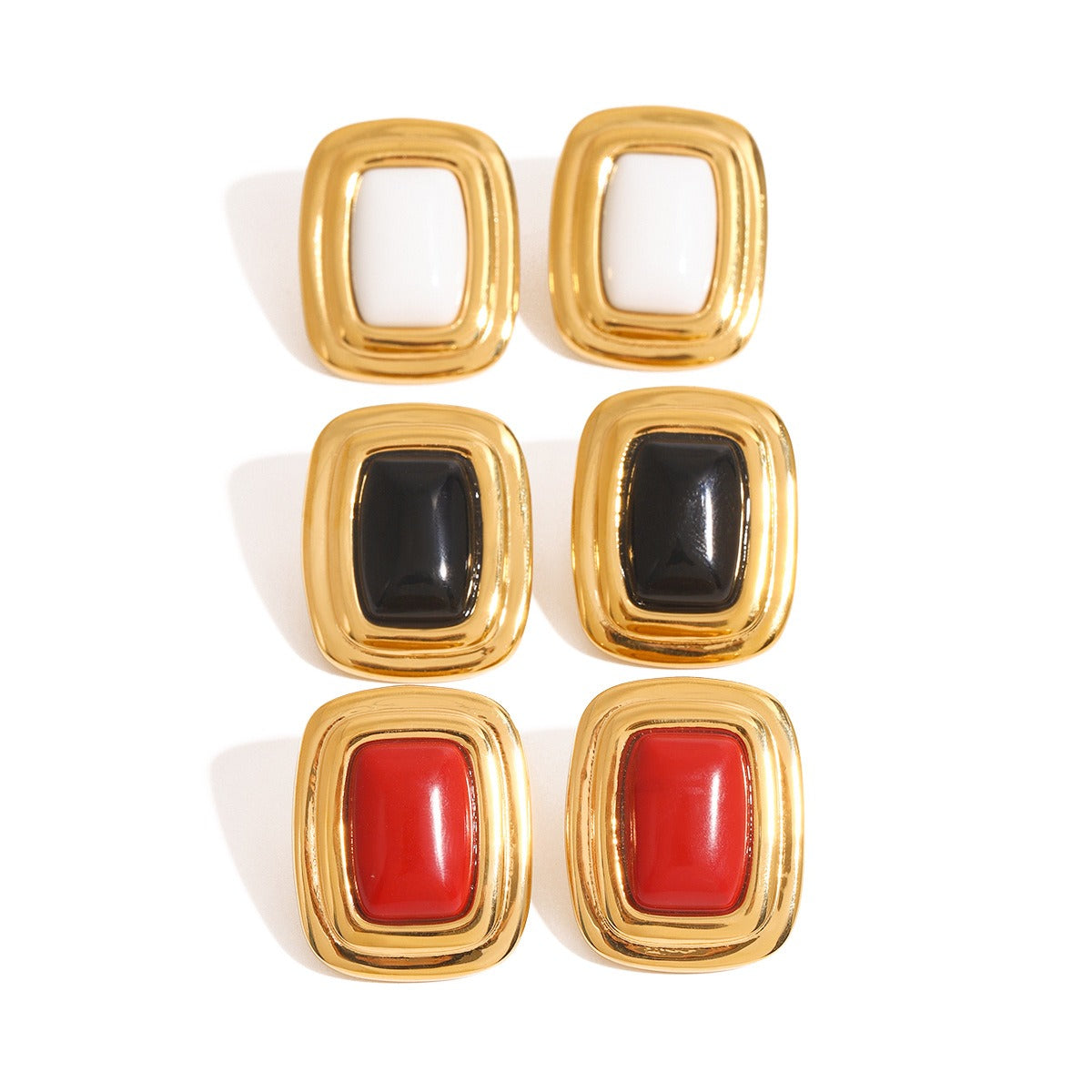 18K gold geometric rectangular design trendy personality earrings