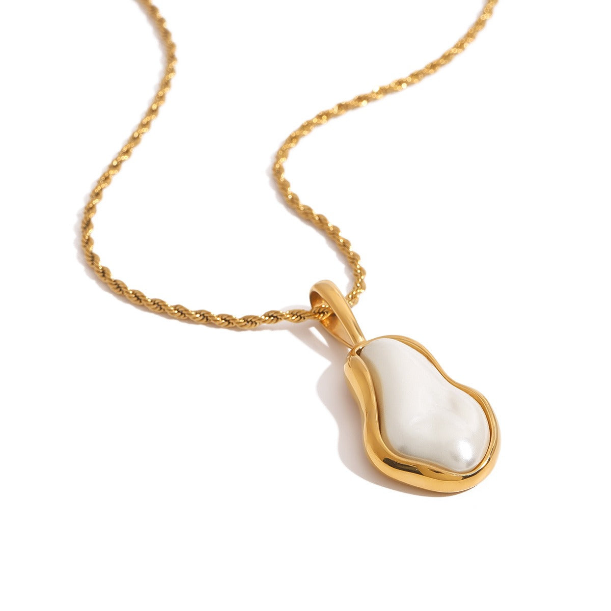 18K gold inlaid irregular pearls exquisite design noble necklace