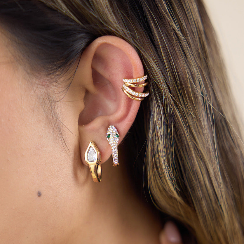 Snake Zircon Huggie Earrings Collection