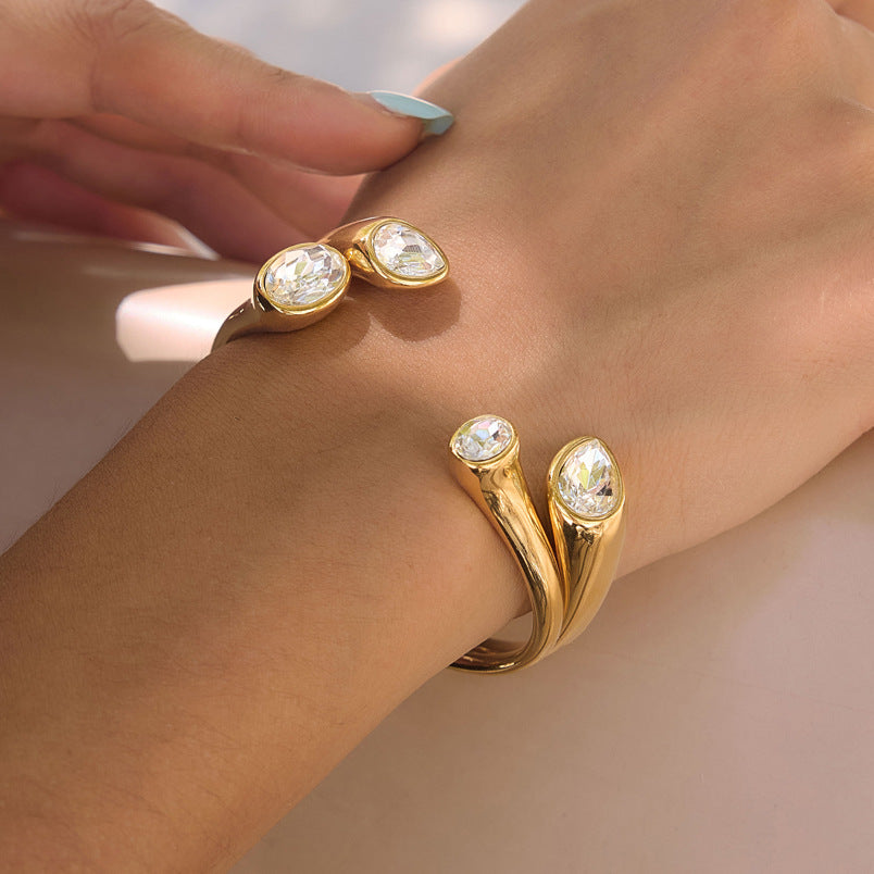 Bezel Zircon Open Bangle Collection
