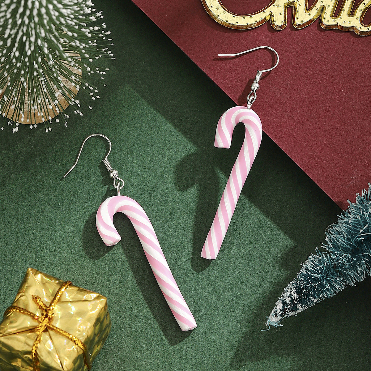 Cross-Border Personalized Christmas Alloy Earrings Christmas Hat Colorful Star Dot Diamond Christmas Tree Elk Gingerbread Man Earrings