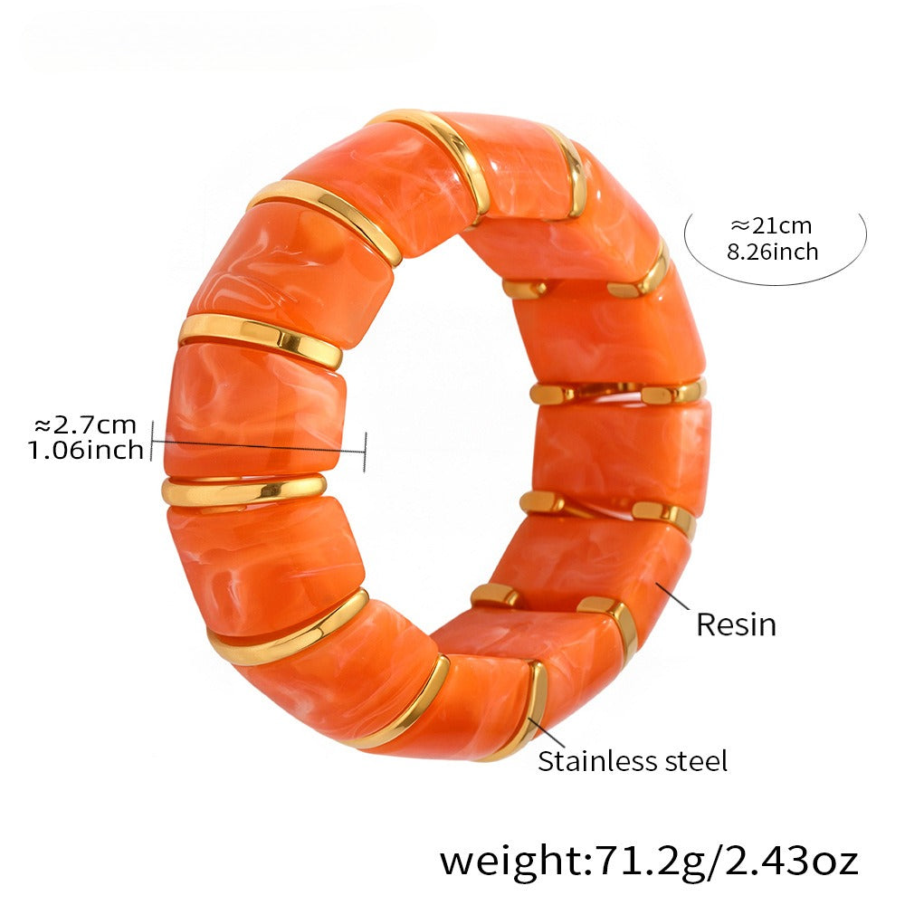 18k gold fashionable luxury resin elastic rope bracelet