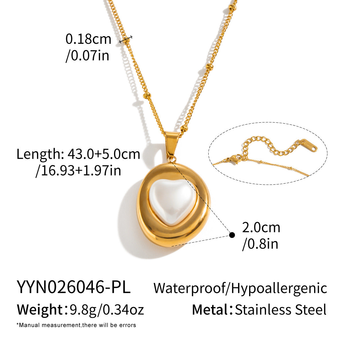 High-end Pearl Pendant Necklace In Titanium Steel With 18K Gold Plating