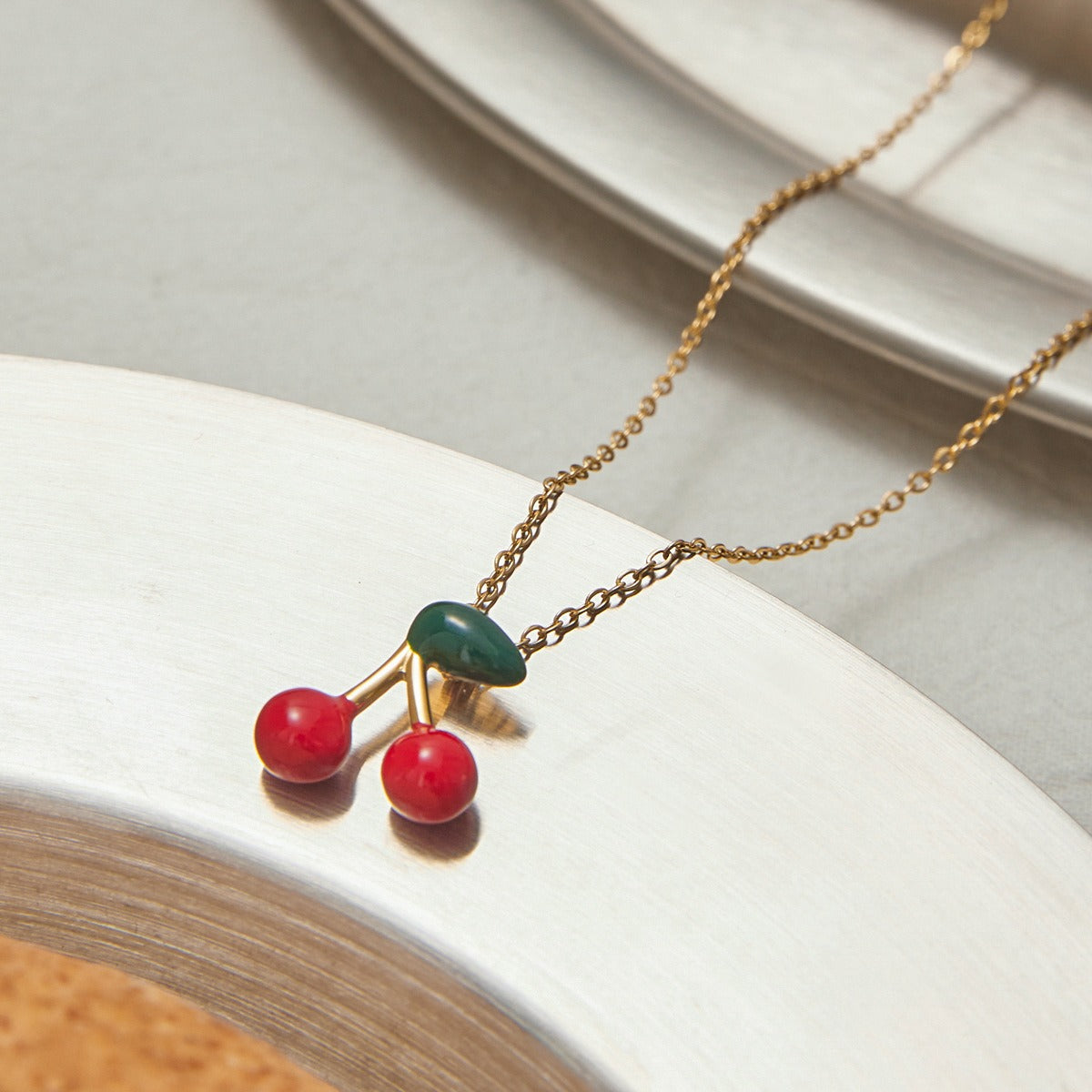 18K Gold Cherry Shaped Beautiful Personalized Necklace