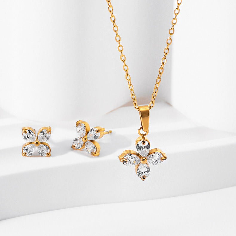 Light luxury elegant zircon women's bracelet jewelry set