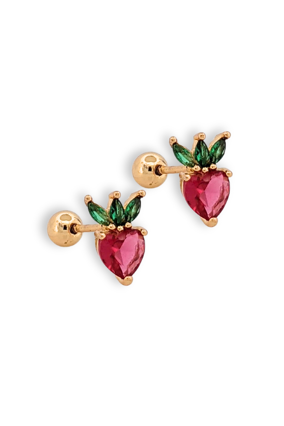 Sweet Strawberry Stud Ball Back Earrings