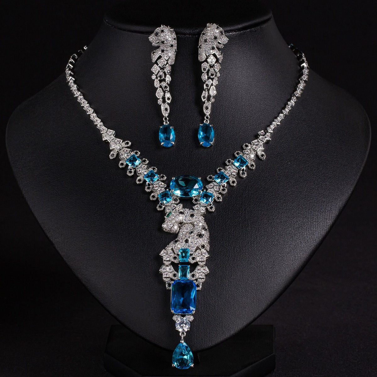 European And American Leopard Retro Design High-End Jewelry Evening Dress Accessories Elegant Jewelry Set With Zircon Necklace For Women