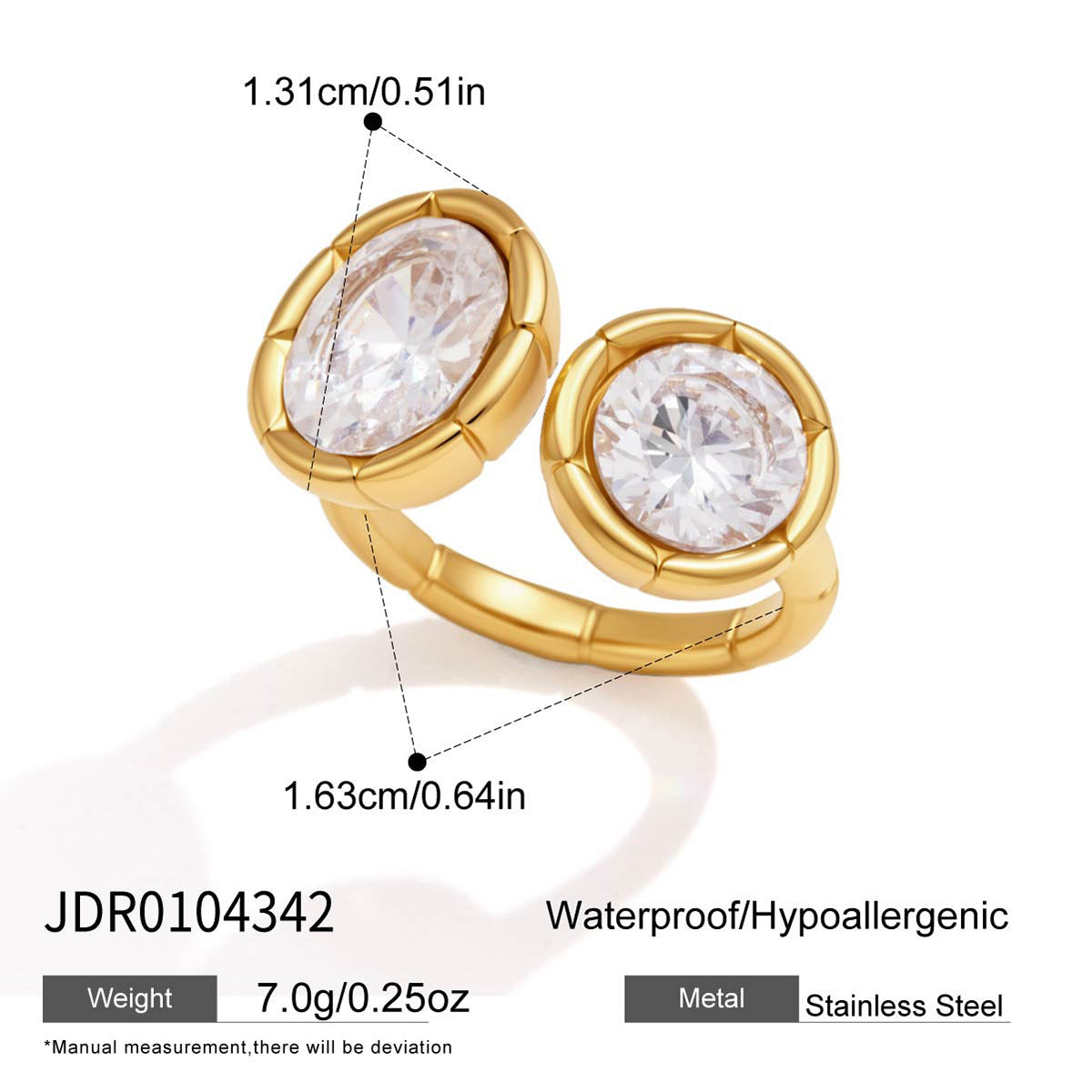 Ribbed Bezel Zircon Open Ring Collection