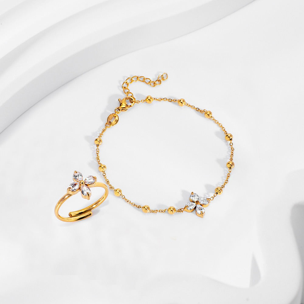 Light luxury elegant zircon women's bracelet jewelry set