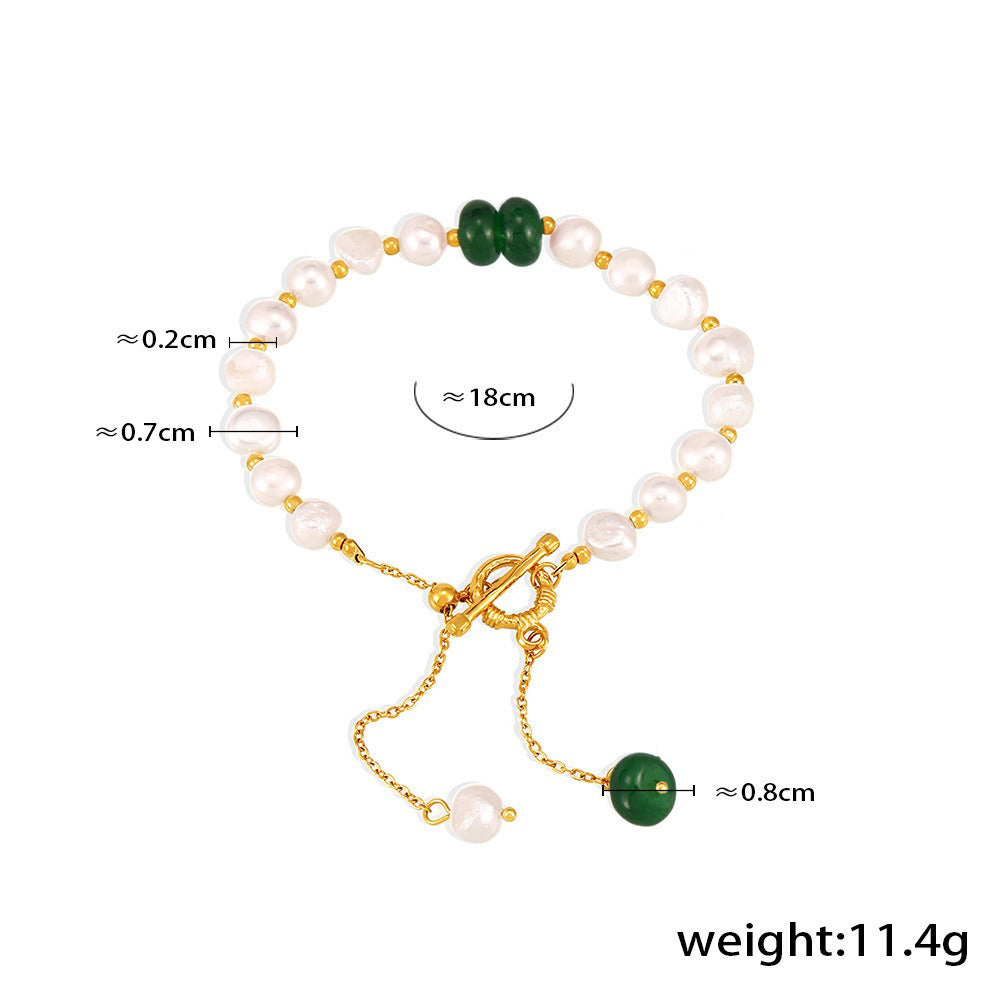 18K gold pearl with OT buckle design exquisite fashion bracelet