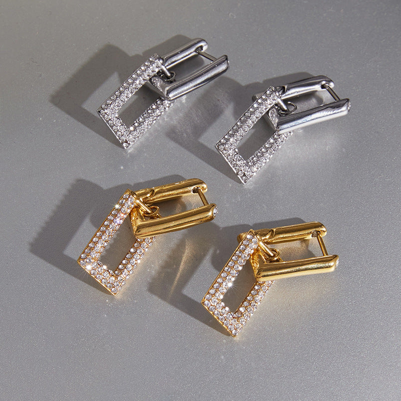 Geometric Zircon Drop Earrings Collection