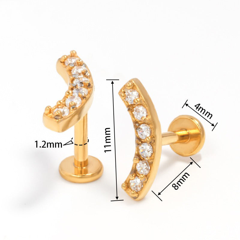 18K gold geometric inlaid gemstones exquisite design dazzling earrings