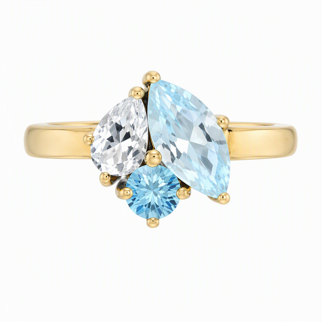 Alien Birthday Stone Zircon Stainless Steel Ring For Women