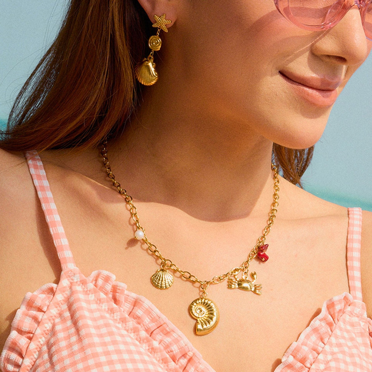 18K gold shells with tassel design exquisite and noble earrings