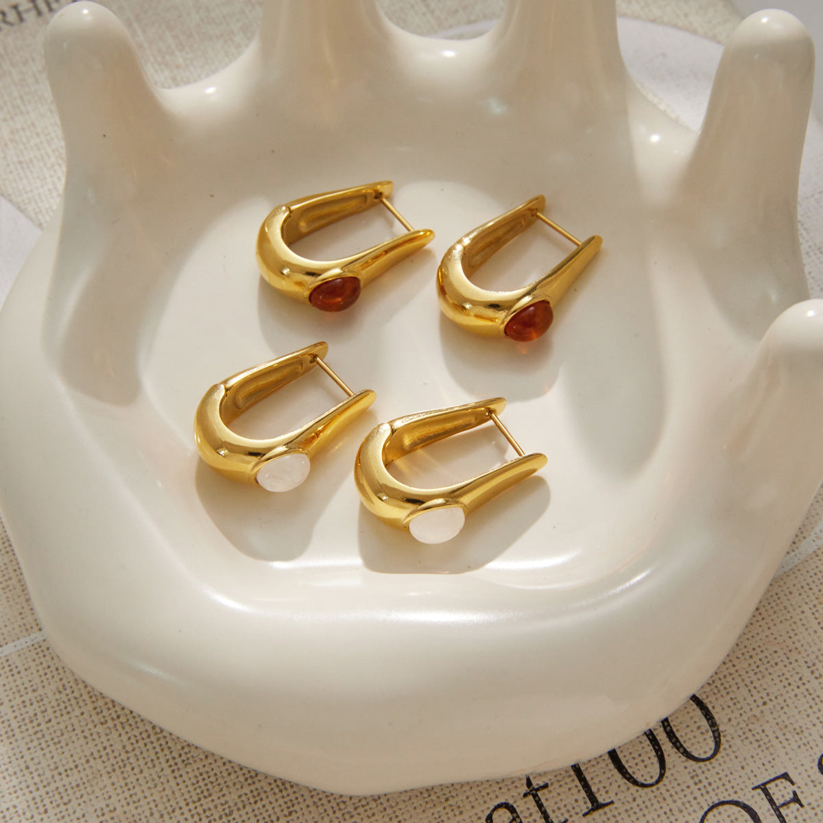 Teardrop Resin Huggie Earrings Collection