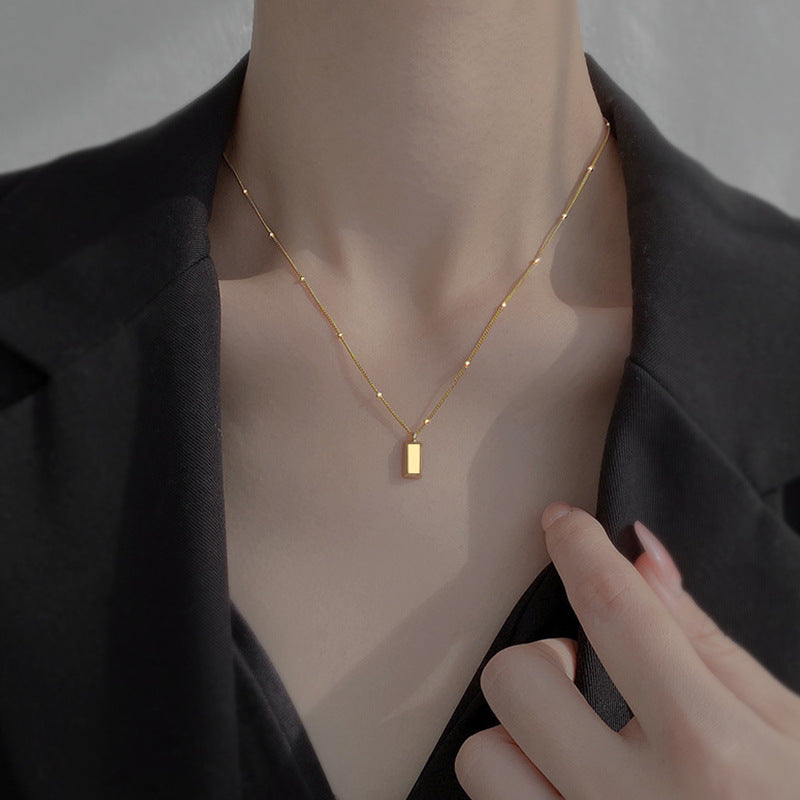 Titanium Steel Small Gold Brick Necklace Women's Non-fading Elegant New Fashion Popular Niche Light Luxury High-grade Clavicle Chain