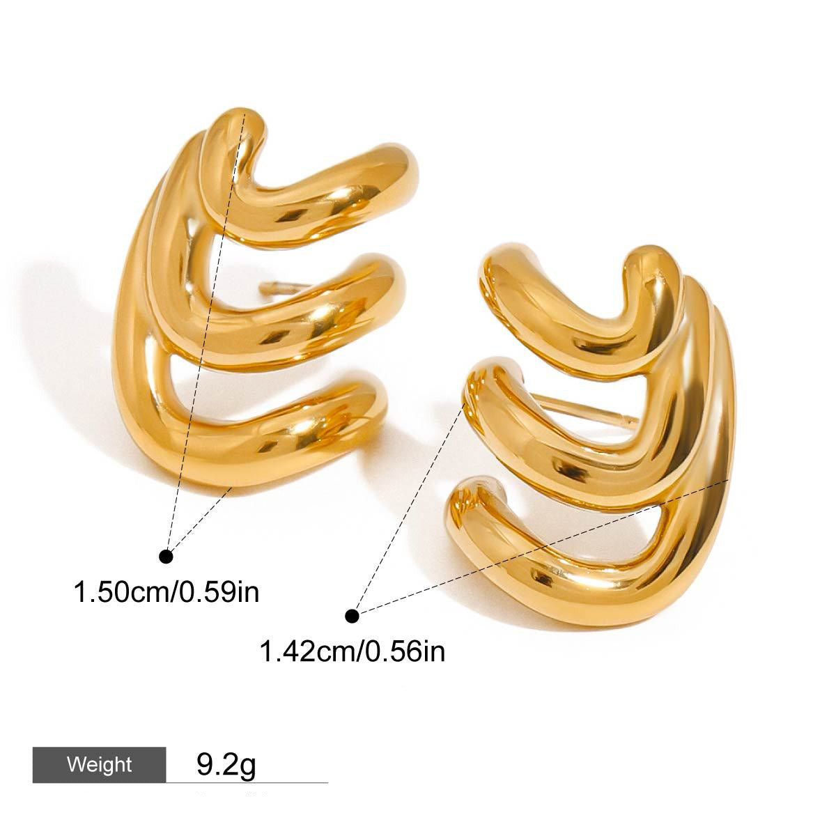 18K gold geometric design exquisite and noble earrings and necklace set