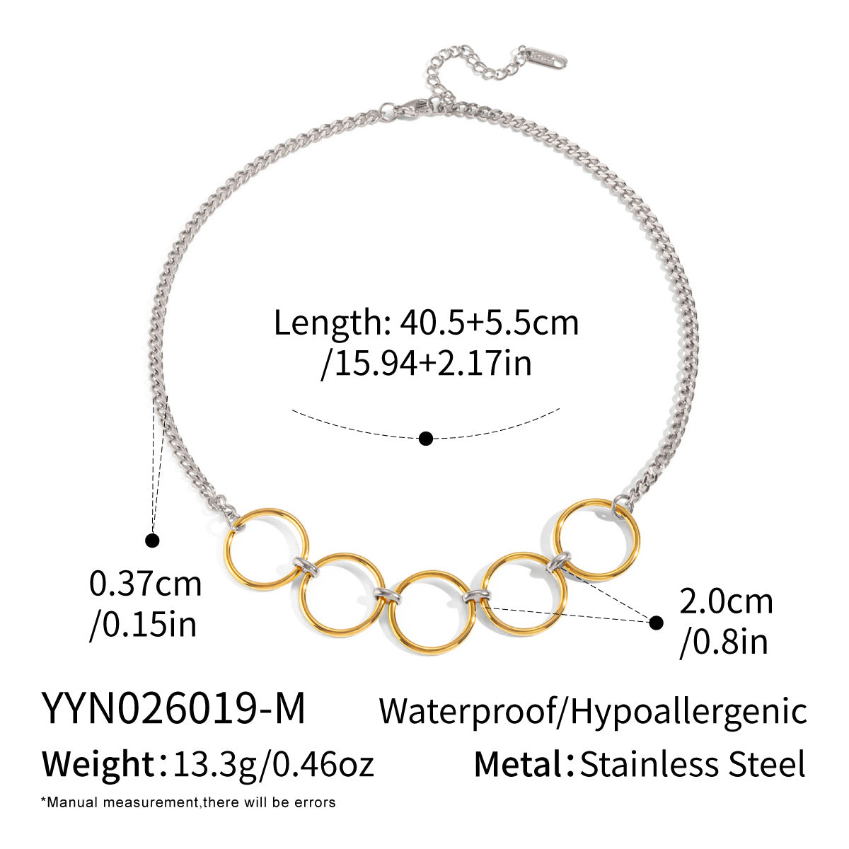 Metal Multi-ring Spliced Titanium Steel Necklace For Women