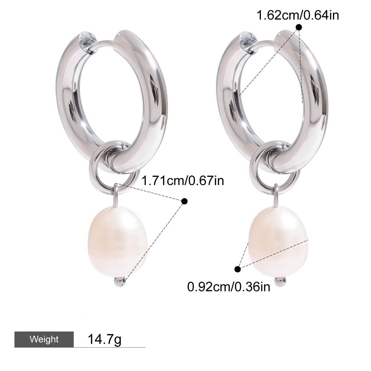 U-shaped earrings with pearl pendant design, fashionable and simple
