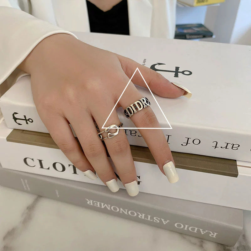 High Sense Star Open Ring For Women, INS Niche Brushed Texture Luxury Adjustable Index Finger Statement Ring