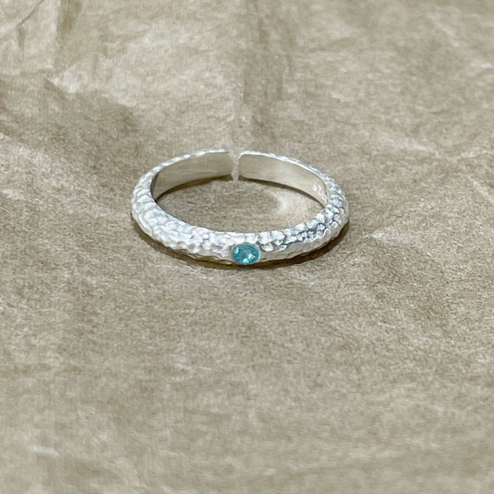 Women Minimalist Stackable 925 Sterling Silver Plain Band Ring, Sparkling Zircon Niche Light Luxury Heavy Craft Tarnish Resistant
