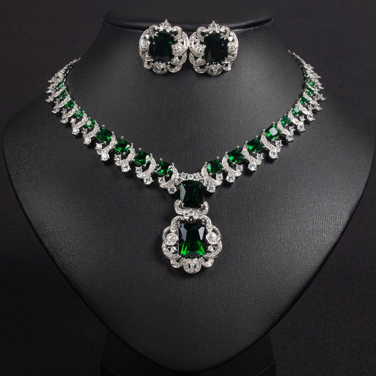 European And American Retro Zircon Necklace Suit Cross-border Jewelry Jewelry High-grade Niche All-match Earrings Necklace Jewelry