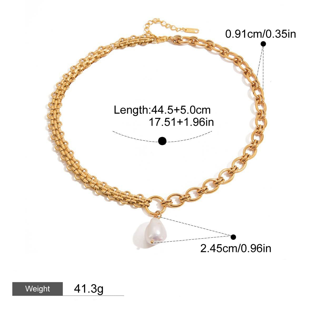 18K gold inlaid irregular pearl design light luxury noble necklace