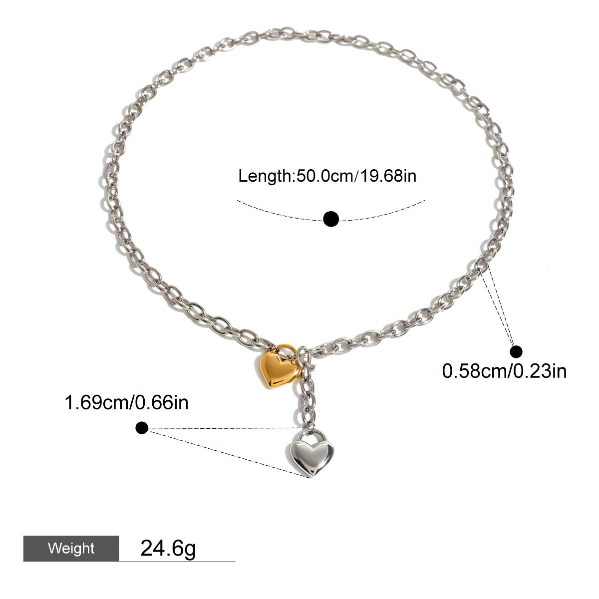 18K gold heart-shaped/geometric design light luxury necklace, earrings and ring set