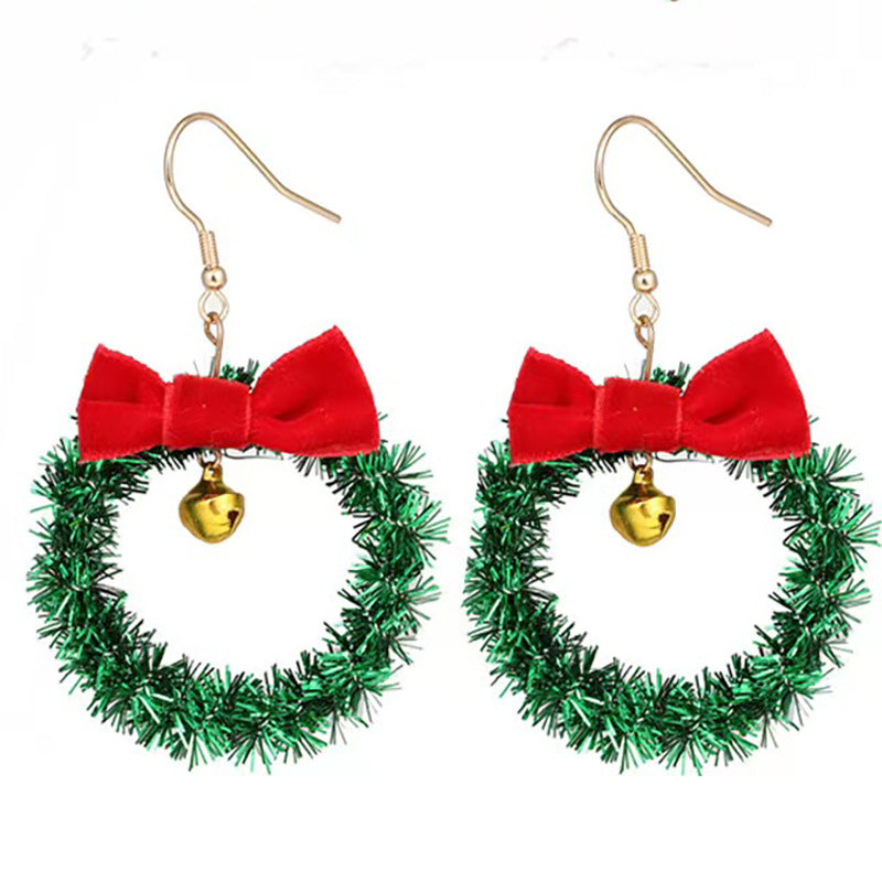 European And American Cross-border Fashion Christmas Earrings Cute Cartoon Christmas Tree Bells Bulbs Snowflake Alloy Earrings