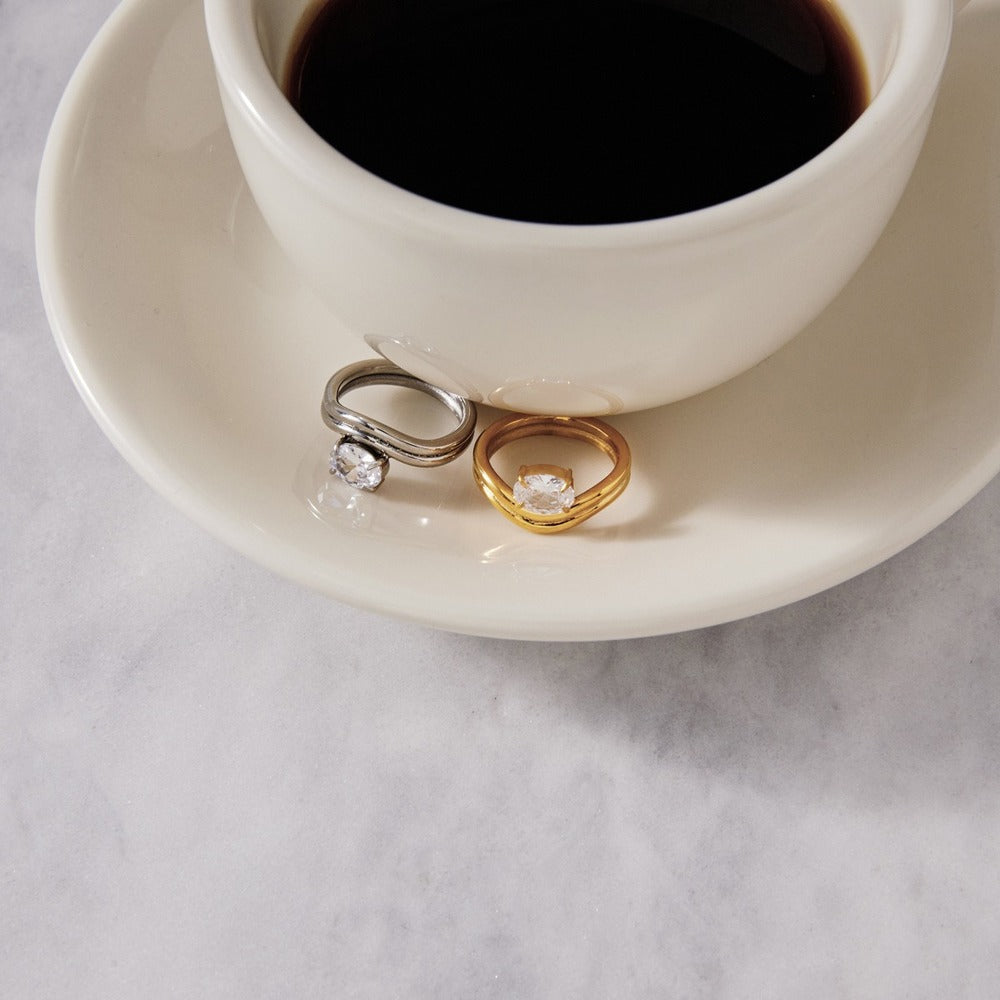 Two Tone Zircon Ring Collection