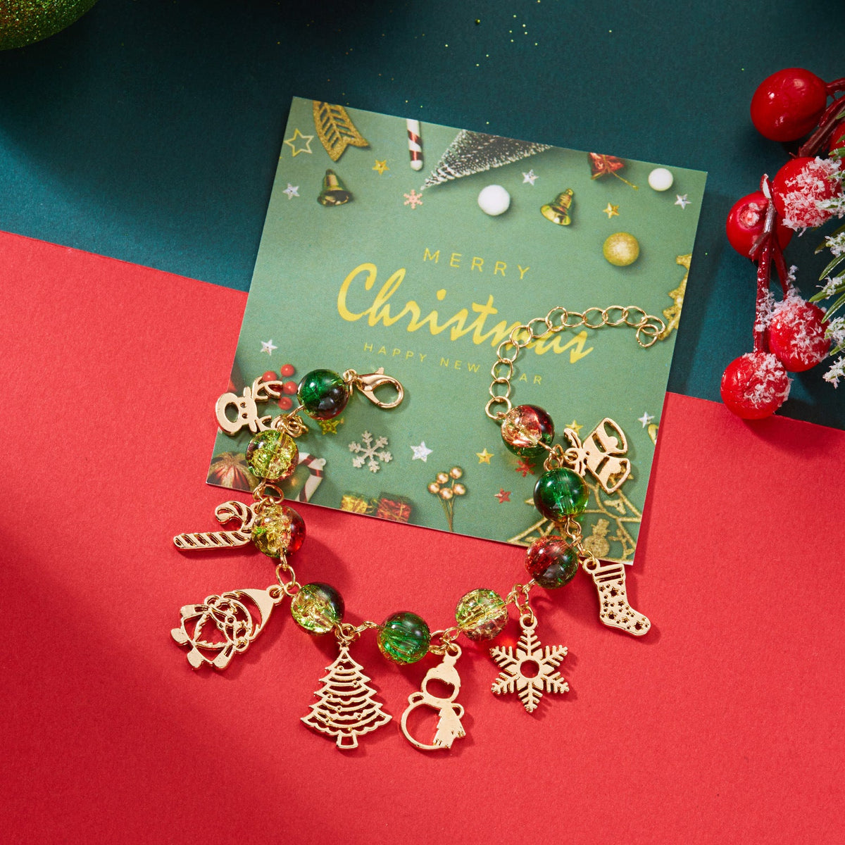European And American Christmas Ornaments Cartoon Christmas Tree Santa Claus Snowflake Pendant Bracelet Christmas Atmosphere Bracelet