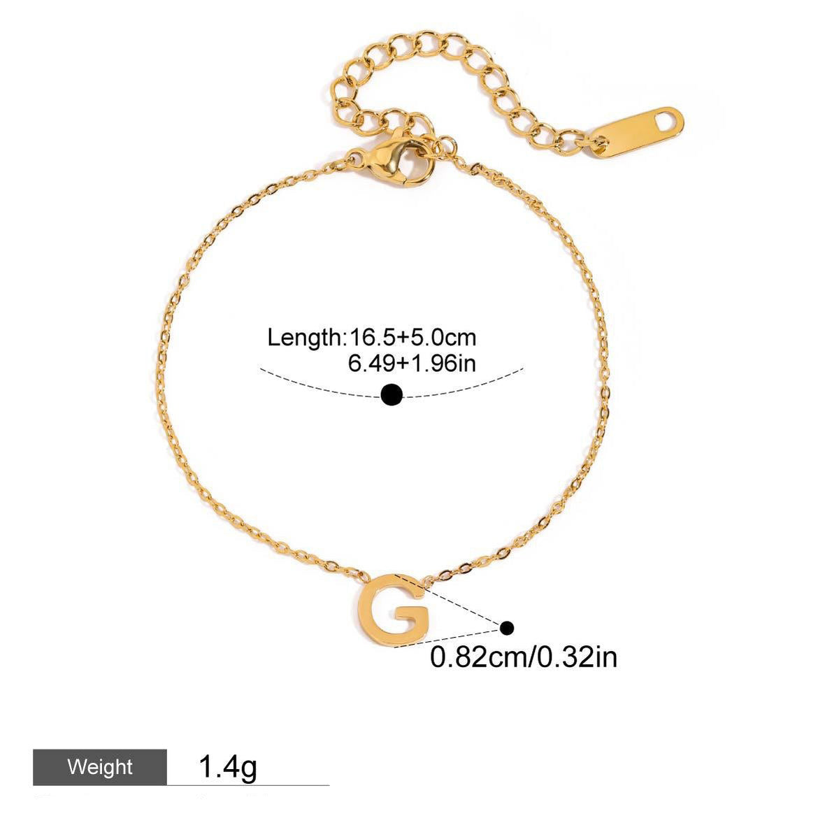 18K gold 26 letters simple and elegant bracelet