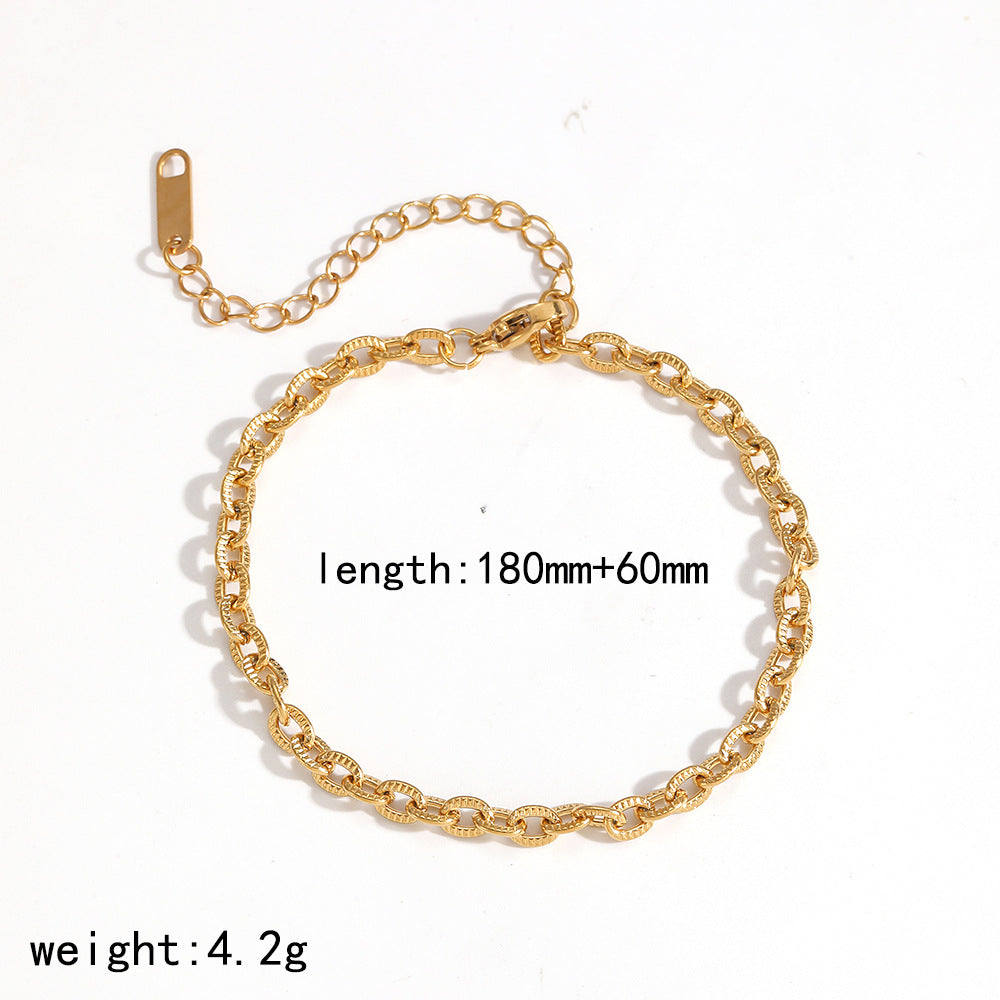 18k Gold Plated 304 Stainless Steel Bracelet Diy Jewelry Accessories Chain Accessories Cuban Chain Twist Chain Bracelet Wholesale