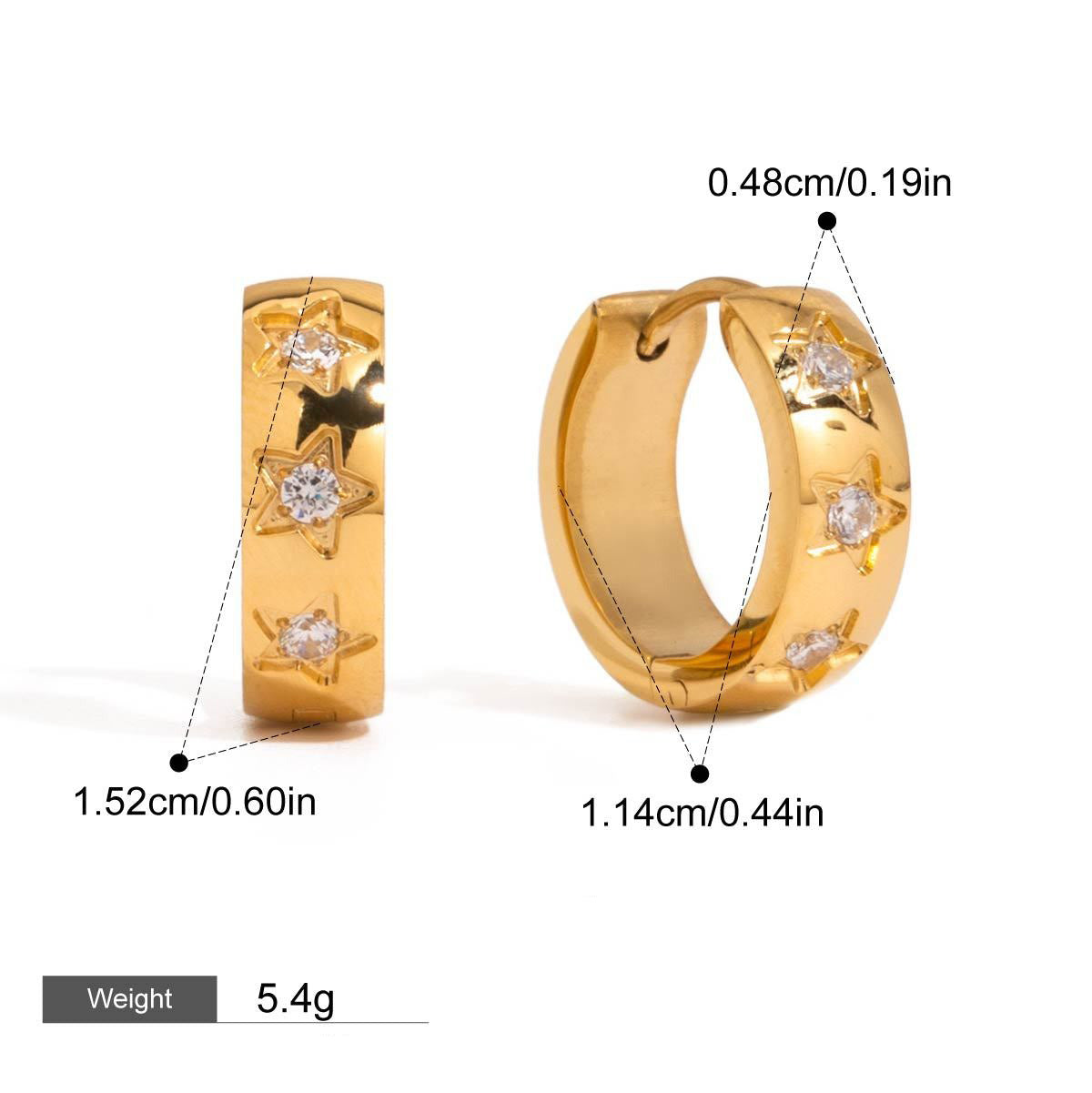 18K gold heart-shaped inlaid gemstones exquisite design dazzling earrings