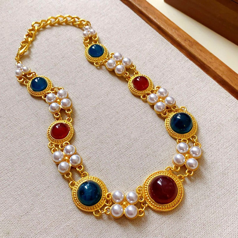 Second-Hand Vintage Jewelry With Diamond-Encrusted Flowers And Heart Necklaces, Retro Elegant Clavicle Chains, Light Luxury And High-End Necklaces