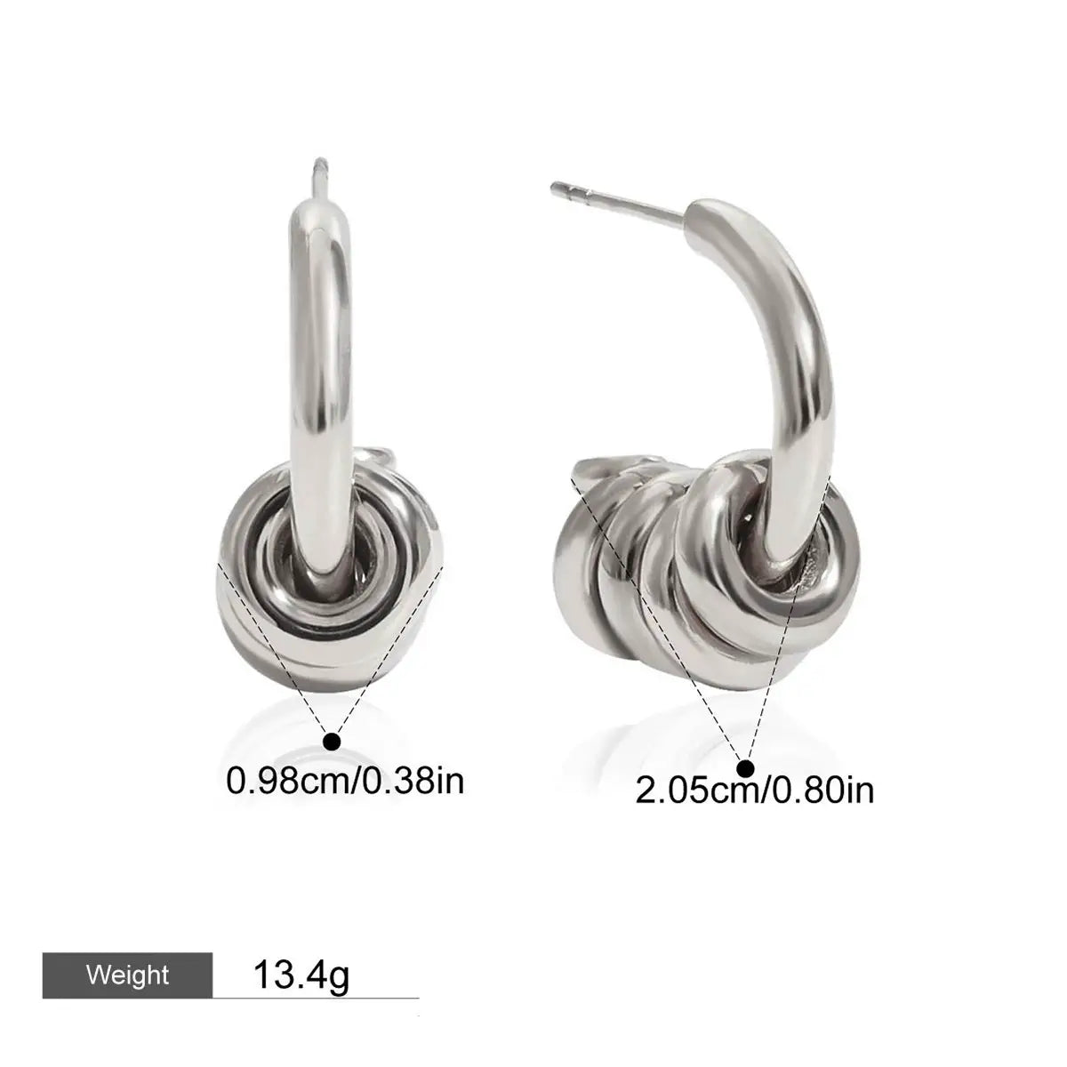 18K gold C-shaped earrings with a hoop design