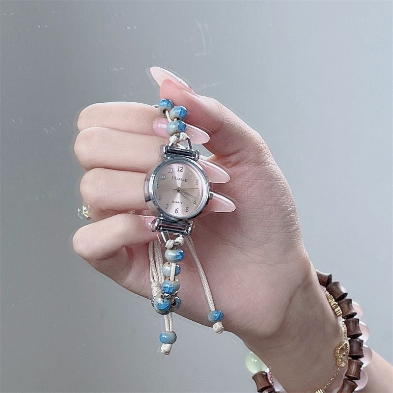 Simple Ceramic Woven Bracelet Watch Female Mori Style