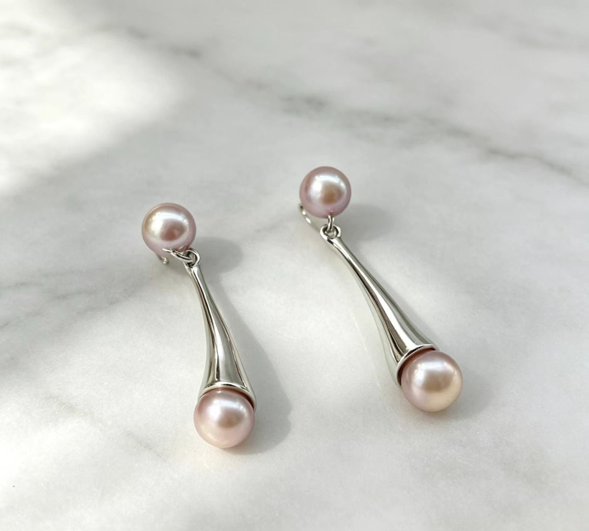 Minimalist Irregular Waterdrop Pearl Silver-Needle Stud Earrings