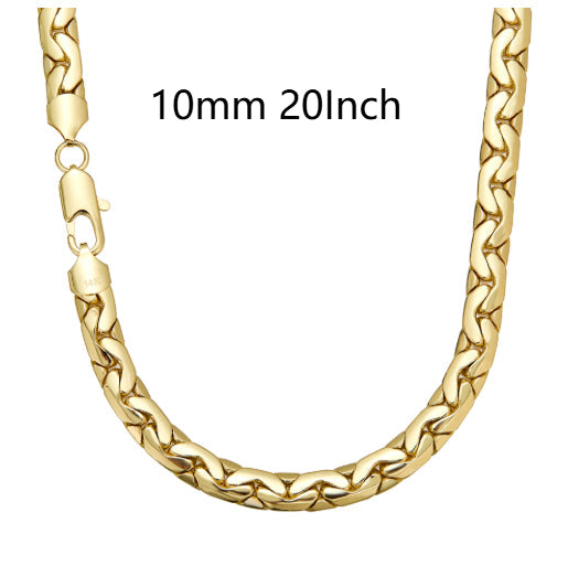 Mens Titanium Steel Hip-Hop Polished Gold Snake Chain