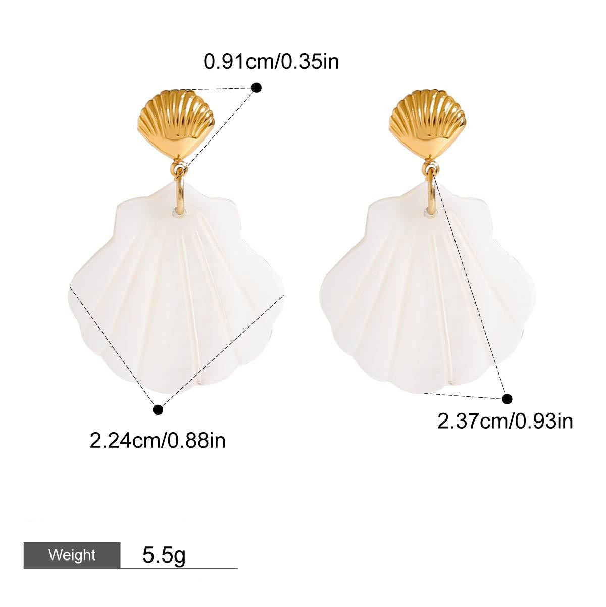 18K gold shell-shaped earrings with exquisite texture design