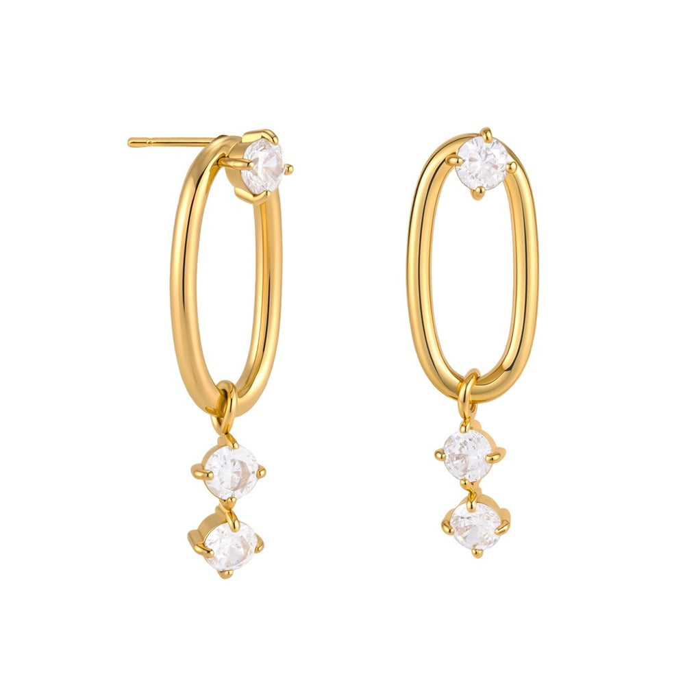 Zircon Drop Hoop Earrings