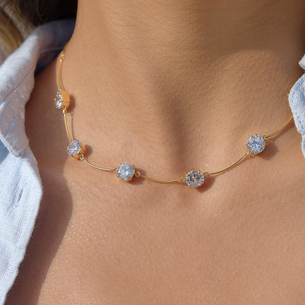 Zircon Bar Pendant Necklace
